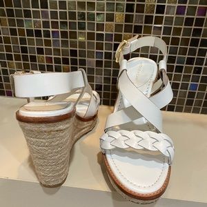 New Antonio Melani White Rope Twisted Wedges